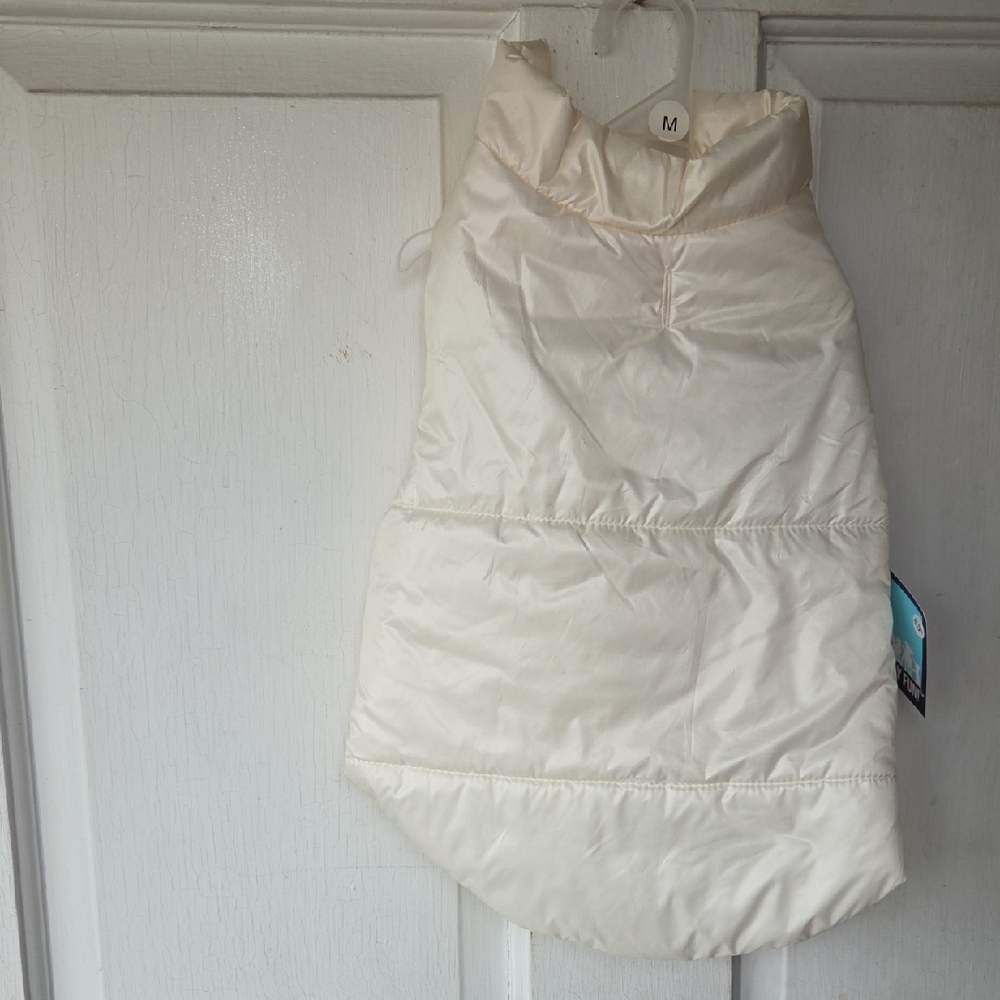 White Quilted Dog Jacket   Rain Size Medium